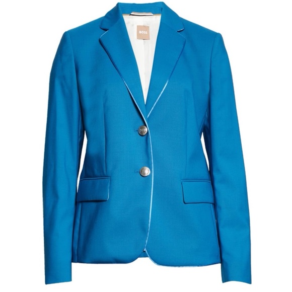 BOSS Jepita Teal Blue Blazer Size 4 - Picture 4 of 10